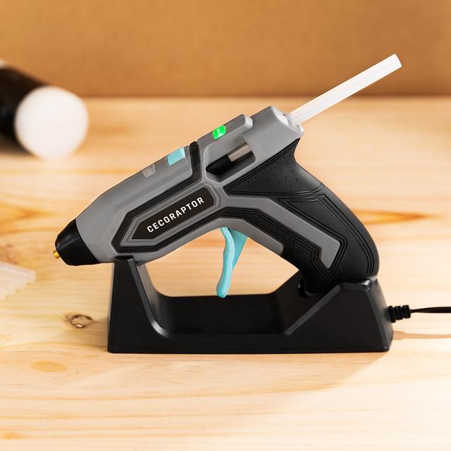 Cecotec CecoRaptor Perfect Fix 360 X-Treme. Pistola De Encolar Sin Cables Con Batería De 3 7V Y 1500 MAh Diámetro Barra 7mm Y 140 Mm De Largo Calentamiento 90s Autonomía Hasta 30 Min Pistola De Silicona Caliente A Batería