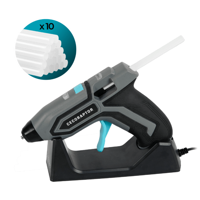 Cecotec CecoRaptor Perfect Fix CecoRaptor Perfect Fix Pistola de encolar a batería de 3 7 V y 1500 mAh compatible con barras de pegamento de 7 mm de diámetro y 140 mm de longitud; tiempo de calentamiento de 90 s apagado autom