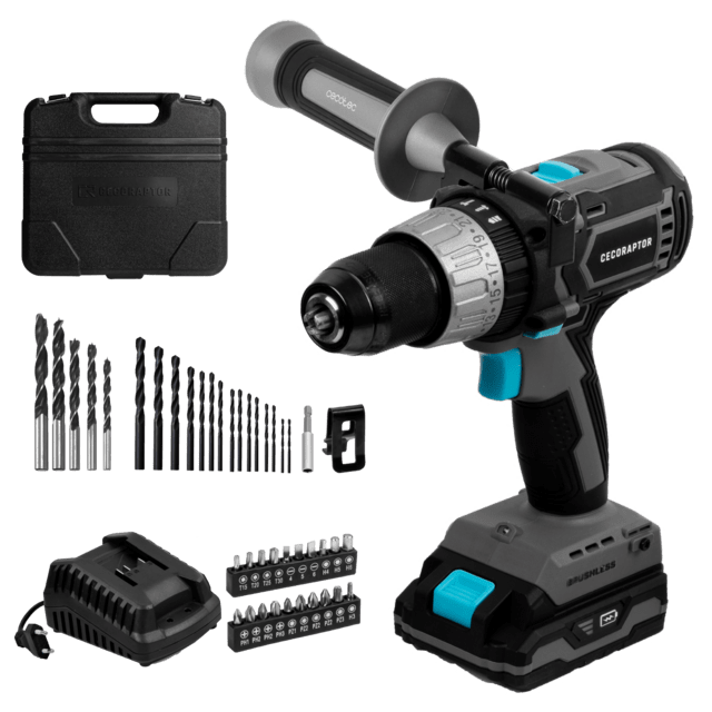 Cecotec CecoRaptor Perfect ImpactDrill 2020 Brushless Ultra. Taladro Atornillador Perforador y Percutor de Batería de 20 V y 2000 mAh Velocidad 2000 rpm Ratio de Impacto 30000 bpm Taladro percutor con batería y atornillador