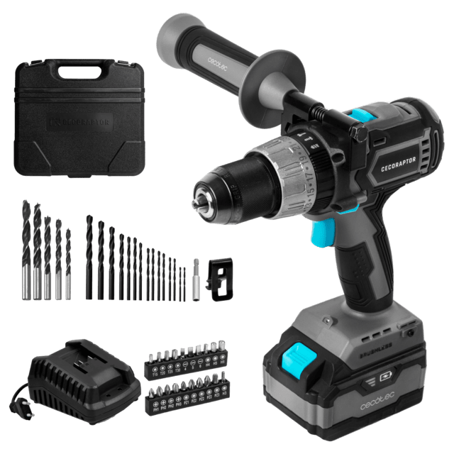 Cecotec CecoRaptor Perfect ImpactDrill 4020 Brushless Ultra. Taladro Atornillador Perforador y Percutor de Batería de 20 V y 4000 mAh Velocidad 2000 rpm Ratio de Impacto 30000 bpm Taladro de impacto
