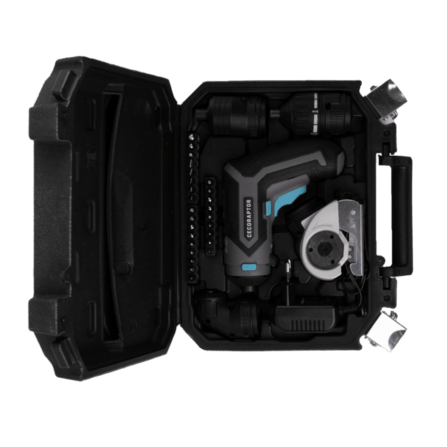 Cecotec CecoRaptor Perfect MultiWork 360 Ultra.Destornillador Eléctrico Multifunción Con 4 Cabezales Batería 4V Y 1.500 MAh Velocidad Sin Carga 200 Rpm Torque Máximo De 4 Nm 10 Posiciones Destornillador Y Atornillador Eléct
