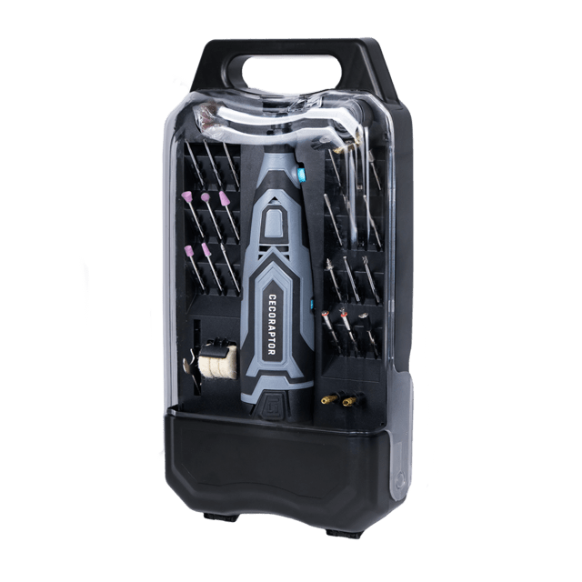 Cecotec CecoRaptor Polish&Sand 1200 Ultra. Multiherramienta Rotativa De Precisión Con Batería 12V Y 1500 MAh Velocidad Sin Carga 25000 RPM Autonomía 60 Min Kit 60 Accesorios Multiherramienta Y Miniamoladora