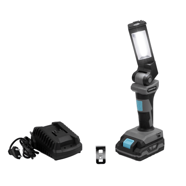 Cecotec CecoRaptor WorkLight 2020 Advance. Luz de Trabajo sin Cables de 20 V y 2000 mAh 5 W Frontal 300lm + Lateral 250lm Linterna trabajo taller con batería
