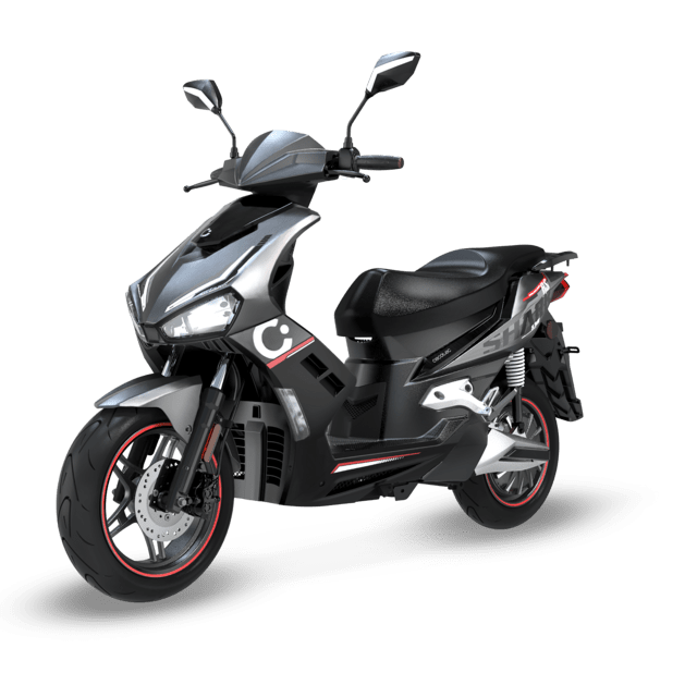 Cecotec Cecotec Shark RS (Antracita/Rojo) Con una potencia máxima de 5760W y hasta 110km de autonomía.Disponible en dos colores combina rendimiento y dinamismo.L3eB (Equivalente a 125cc) Motocicleta eléctrica