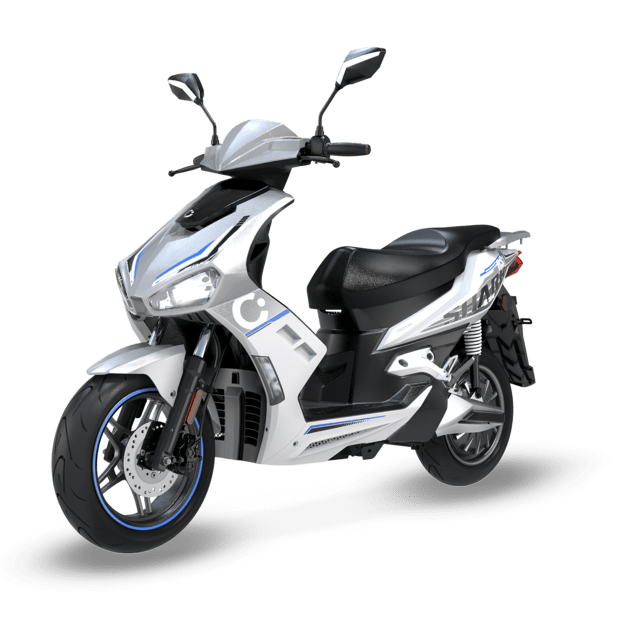 Cecotec Cecotec Shark RS (Plata/Azul) Con una potencia máxima de 5760W y hasta 110km de autonomía.Disponible en dos colores combina rendimiento y dinamismo.L3eB (Equivalente a 125cc) motocicleta eléctrica 