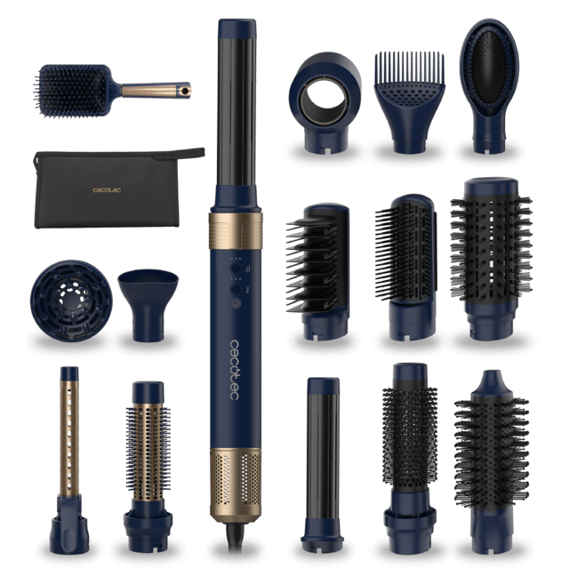 Cecotec CeramicCare 14in1 AirGlam Luxury Moldeador multifunción 14 en 1 con tecnología Coanda que moldea riza peina seca y elimina el efecto frizz. Con 3 velocidades 3 temperaturas y control inteligente del calor. Motor digita