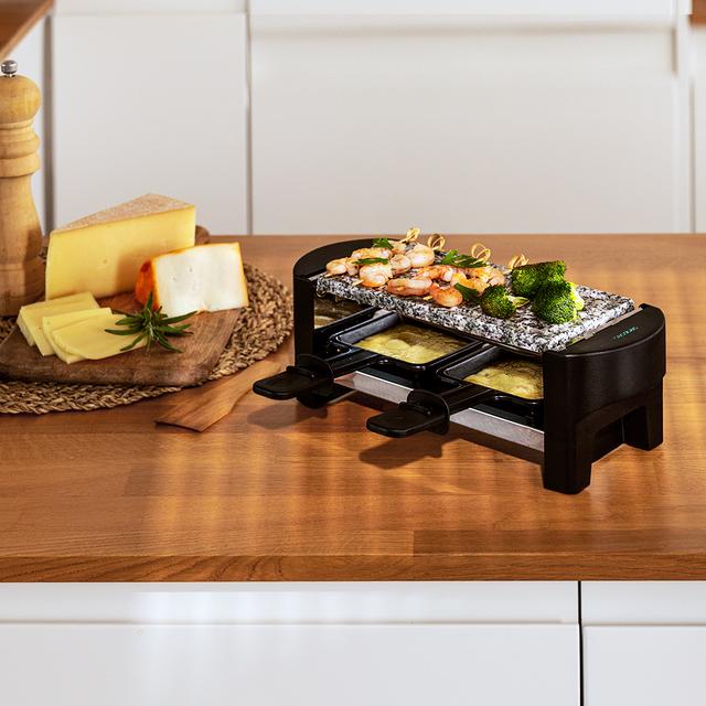 Cecotec Cheese&Grill 3200 Pocket AllStone Máquina De Raclette Para 2 Personas Con Grill De 320 W. Con Estructura De Diseño Con Acabados En Acero Inoxidable Botón De Encendido Y Apagado Y Placa De Asar De Piedra. Incluye 2 Sar
