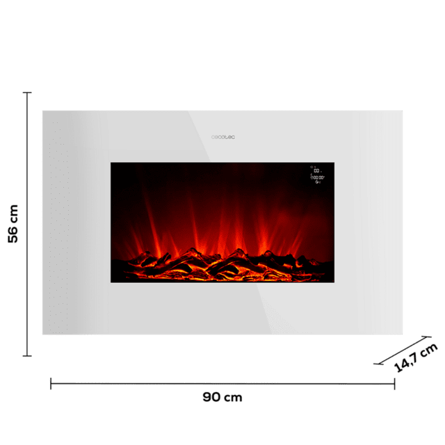 Cecotec Chimenea Eléctrica Ready Warm 3590 Flames Connected White M. 2000 W Tamaño 35" WiFi 2 Niveles De Potencia Mando A Distancia Temporizador 30 M2Chimenea Eléctrica