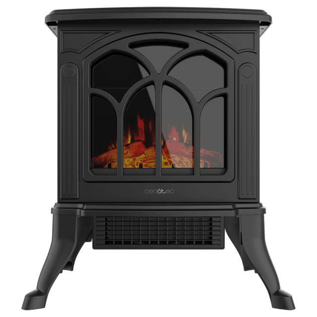 Cecotec Chimenea eléctrica ReadyWarm 1500 Flames Chimenea eléctrica de pie con 1500 W de potencia dos niveles de potencia termostato ajustable y control de las llamas. Chimenea eléctrica de pie