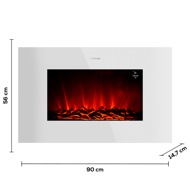 Cecotec Chimenea Eléctrica RReadyWarm 3590 Chimney Connected White. 2000 W Tamaño 35" WiFi 2 Niveles De Potencia Mando A Distancia Temporizador 30 M2 Chimenea Eléctrica