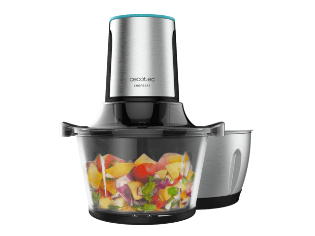 Cecotec ChopBeat 1500 TitanBlack Glass&Steel. Picadora De Carne Y Verduras Eléctrica Con 600 W 4 Cuchillas De Titanio Negro 2 Boles Incluidos: Cristal Y Acero Inox De 1 5 L 2 Velocidades Picadora