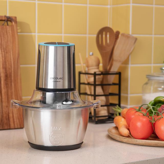 Cecotec ChopBeat 1500 TitanBlack Steel. Picadora De Carne Y Verduras Eléctrica Con 600 W 4 Cuchillas De Titanio Negro Bol De Acero Inoxidable De 1 5 L Y 2 Velocidades Picadora