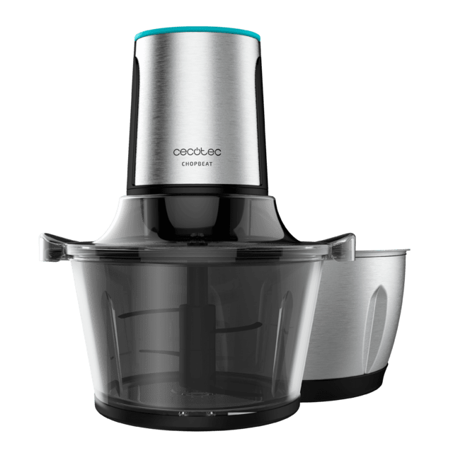 Cecotec ChopBeat 1500 TitanBlack Steel. Picadora de Carne y Verduras Eléctrica con 600 W 4 Cuchillas de Titanio Negro Bol de Acero Inoxidable de 1 5 L y 2 Velocidades Picadora