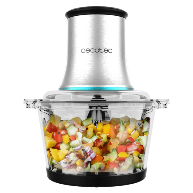 Cecotec ChopBeat 2000 Vindaloo Glass Picadora de carne y verduras eléctrica de 500 W y 500 g de capacidad con 4 cuchillas.  Picadora de carne y verduras 