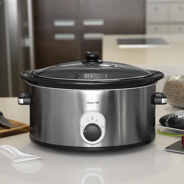 Cecotec Chup Chup Olla De Cocción Lenta De 5 5 Litros Cubeta Cerámica Con Forma Ovalada Tapa De Cristal Con Junta De Silicona Un Completo Recetario(Mecánica) Olla De Cocción Lenta Slow Cooker Automática   