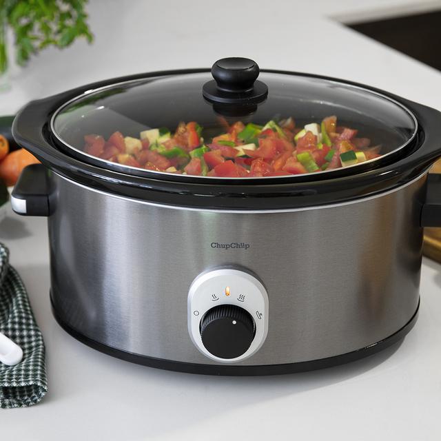 Cecotec Chup Chup Olla De Cocción Lenta De 5 5 Litros Cubeta Cerámica Con Forma Ovalada Tapa De Cristal Con Junta De Silicona Un Completo Recetario(Mecánica) Olla De Cocción Lenta Slow Cooker Automática   