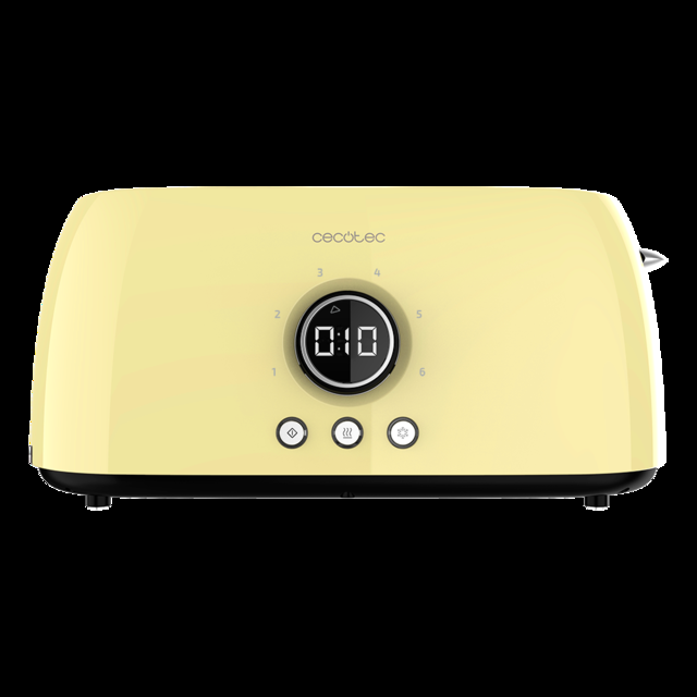 Cecotec ClassicToast 15000 Yellow Extra Double. (4 Tostadas Yellow) Tostador Vertical Digital Con Capacidad Para 4 Tostadas Y 1500 W De Potencia Máxima. Tostadora Vertical Digital