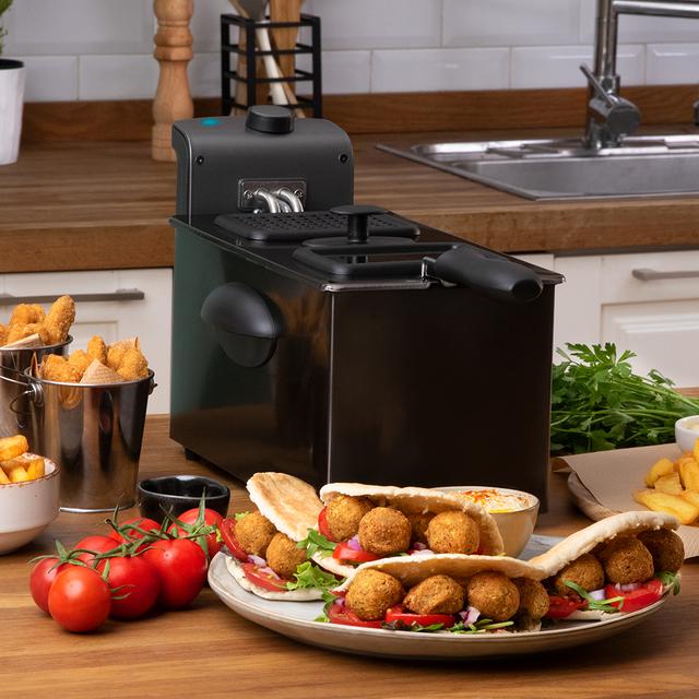 Cecotec CleanFry 3000 Dark. Freidora De Aceite De 2180 W Capacidad 3 Litros Acero Inoxidable Filtro OilClean Tapa Con Ventana Y Filtro Antiolores Freidora De Aceite 3L