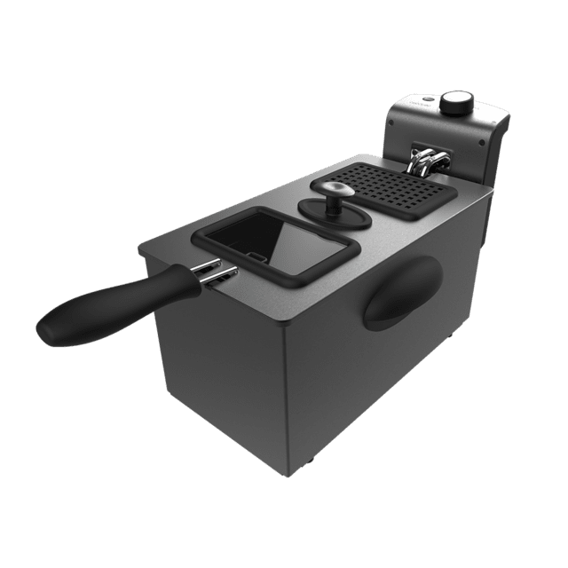 Cecotec CleanFry 3000 Dark. Freidora de Aceite de 2180 W Capacidad 3 Litros Acero Inoxidable Filtro OilClean Tapa con Ventana y Filtro Antiolores Freidora de aceite 3L