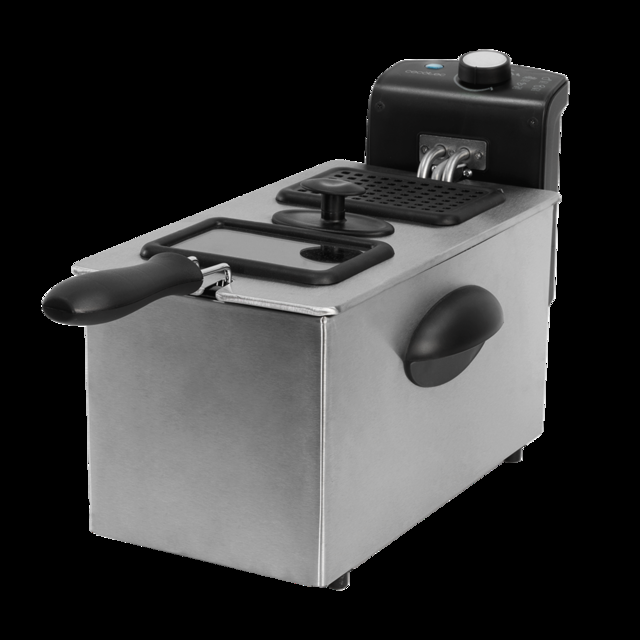 Cecotec CleanFry 3000. Freidora Eléctrica De 2180 W 3 Litros Acero Inoxidable Filtro OilClean Que Mantiene El Aceite Limpio Tapa Con Ventana De Visión Y Filtro Antiolores Freidora