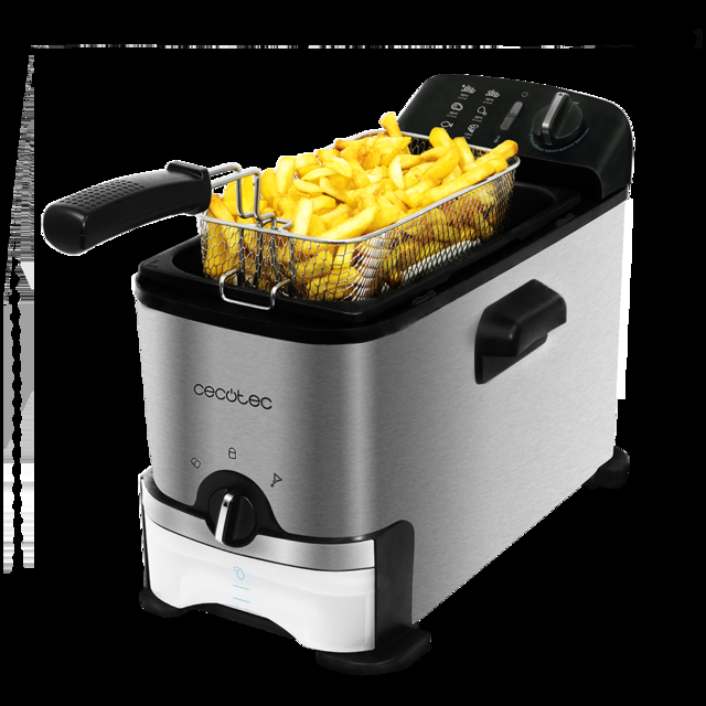 Cecotec CleanFry 3000 ProFilter. Freidora con Depósito y Potencia 2000 W 3 litros de Capacidad Sistema ProFilter para extraer y filtrar el Aceite Apta para el lavavajillas Freidora de aceite de 3 litros  