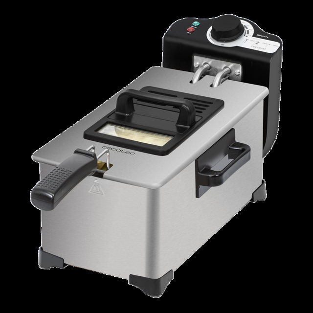 Cecotec CleanFry 3L.Freidora De Temperatura Hasta 190 ° C Recipiente Esmaltado Y Apto Para Lavavajillas Filtro De Aceite Para Mantener Limpio El Aceite 2000W Freidora Eléctrica 3 Litros  