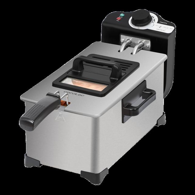 Cecotec CleanFry 3L Full Inox. Freidora Eléctrica De 2000 W Capacidad 3 L Temperatura Hasta 190ºC Cubeta Esmaltada Apta Para Lavavajillas Filtro Que Mantiene El Aceite Limpio Full Inox Freidora Eléctrica 3 Litros  