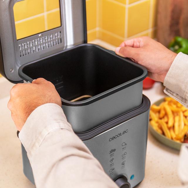 Cecotec CleanFry Advance 1500 Inox. Freidora Eléctrica De Aceite De 900 W Capacidad 1 5 L Acero Inoxidable Filtro OilClean Cubeta Extraible Tapa Con Ventana Freidora Con Aceite