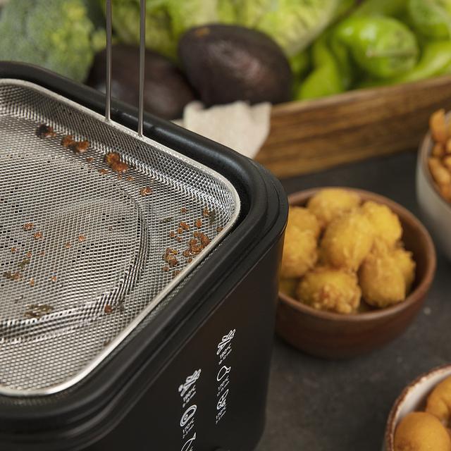 Cecotec CleanFry Infinity 1500 Black. Freidora Eléctrica De 900W Capacidad 1 5 L Filtro OilCleaner Cubeta Antiadherente Tapa Con Filtro Y Ventana De Control Lacado En Negro Freidora De Aceite 1 5 Litros  