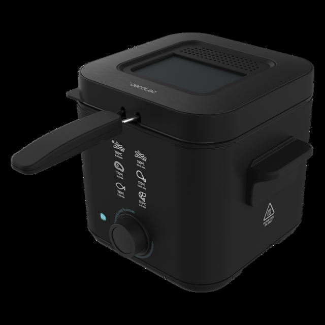 Cecotec CleanFry Infinity 1500 Black. Freidora Eléctrica de 900W Capacidad 1 5 L Filtro OilCleaner Cubeta Antiadherente Tapa con Filtro y Ventana de Control Lacado en Negro Freidora de aceite 1 5 litros  