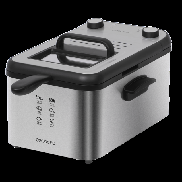 Cecotec CleanFry Infinity 3000 Freidora Eléctrica De Acero Inoxidable 3 Litros De Capacidad De Aceite Filtro OilCleaner 2400 W Temporizador De 30 Minutos. Freidora Eléctrica 3 Litros  
