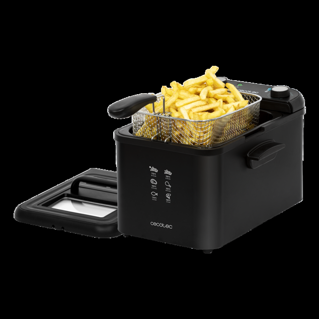 Cecotec CleanFry Infinity 4000 Black Freidora De 4 Litros Filtro OilCleaner 3270 W Cubeta Cestillo De Freír Aptos Para Lavavajillas 30 Minutos Y Cuerpo Y Tapa Lacados En Negro