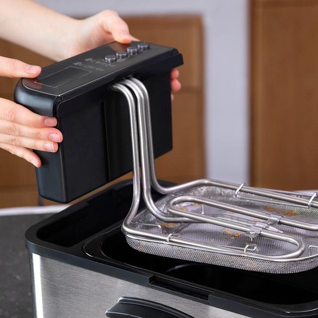 Cecotec Cleanfry Luxury 3000. Freidora De Aceite De 3 2 Litros Con 2400 W Acero Inoxidable 5 Programas Preestablecidos Filtro OilClean Freidora Con Cuerpo Lacado En Negro De 3 2 Litros Con Filtro OilCleaner 2400 W Y 5 Programas