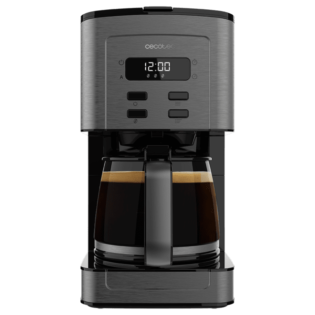 Cecotec Coffee 56 Time Cafetera de goteo digital de 12 tazas con acabado en acero inoxidable e intensificador de aroma. Cafetera de goteo