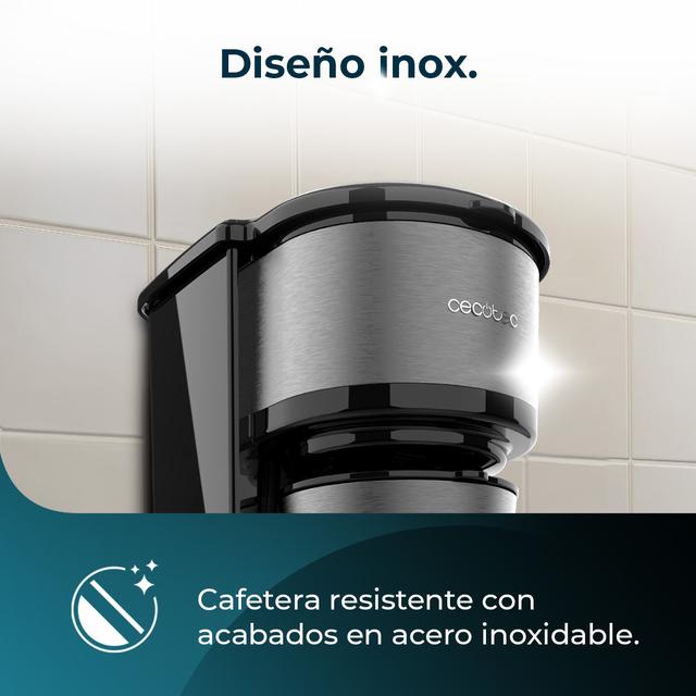 Cecotec Coffee 66 Drop & Go Cafetera De Goteo Con Termo Portatil Con Acabado En Acero Inoxidable E Intensificador De Aroma. Cafetera De Goteo