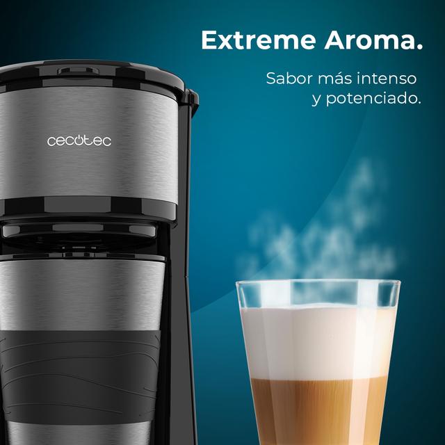 Cecotec Coffee 66 Drop & Go Cafetera De Goteo Con Termo Portatil Con Acabado En Acero Inoxidable E Intensificador De Aroma. Cafetera De Goteo