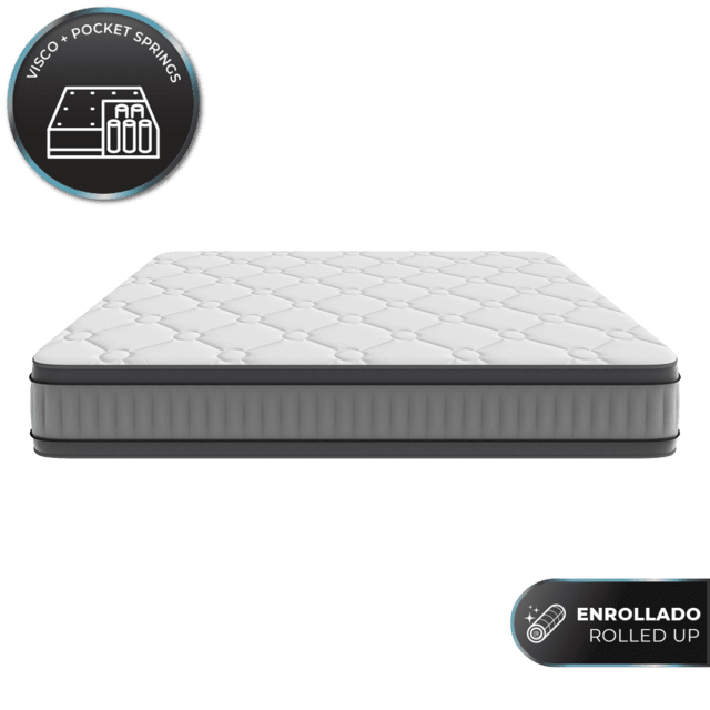 Cecotec Colchón Flow 8800 Hybrid 150x190 Colchón híbrido multicapa con núcleo de muelles ensacados SpringCore altura de 32 cm y tecnologías SeparateMuv ViscoCare+ & BreathSoft.Colchón híbrido multicapa con núcleo de muel