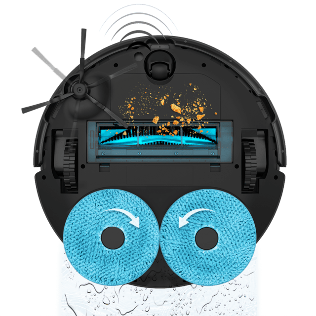 Cecotec Conga 11090 Spin Revolution Home&Wash M Robot Aspirador Láser Con Base De Autovaciado Y Friegasuelos Autolimpieza Y Secado De Fregonas. Navegación Láser Ultrasónica. Motor De Succión 5000 Pa. Fregado Desincrustante