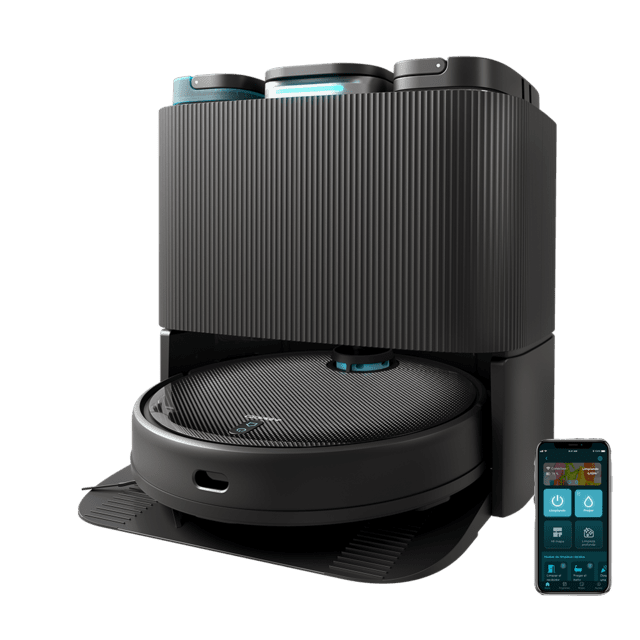Cecotec Conga 11090 Spin Revolution Home&Wash Robot Aspirador Láser Con Base De Autovaciado Y Friegasuelos Autolimpieza Y Secado De Fregonas. Navegación Láser Ultrasónica. Motor De Succión 5000 Pa. Fregado Desincrustante Co