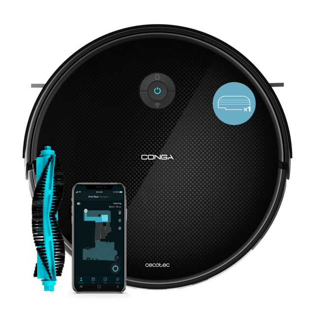 Cecotec Conga 2499 Ultra Genesis Robot aspirador con tecnología giroscópica. Friega aspira y barre a la vez. Potencia de succión de 2200 Pa. APP CECOTEC. Cepillo multifunción. Depósito mixto. 2 cepillos laterales. 3 litros
