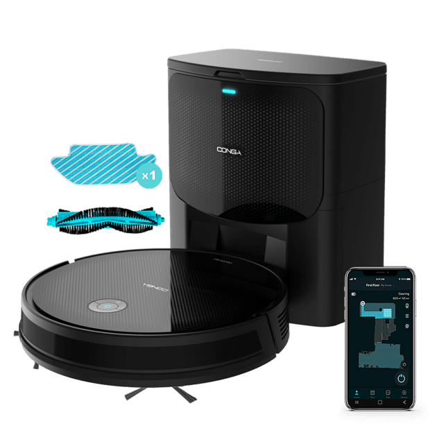 Cecotec Conga 2499 Ultra Home Advanced Robot aspirador con base de autovaciado. Cuenta con tecnología giroscópica limpieza ordenada de la totalidad de la superficie recorrida. Friega aspira y barre a la vez. Potencia de succi