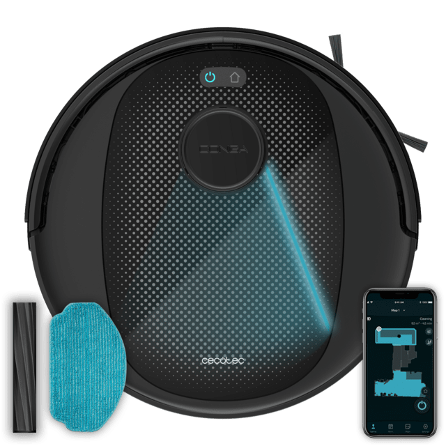 Cecotec Conga 7690 Immortal Max Robot Aspirador Con Tecnología De Navegación Láser. Limpieza 4 En 1: Barre Aspira Friega Y Pasa La Mopa. Potencia De Succión De 5000 Pa. Hasta 220 Minutos De Autonomía. Cepillo Central De Sil
