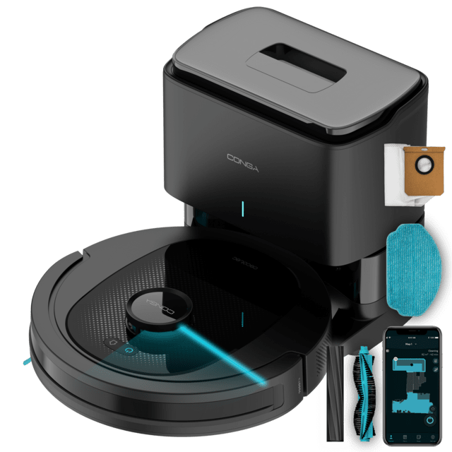 Cecotec Conga 8490 Supreme Power Home Robot aspirador con tecnología de navegación láser. Base de autovaciado 2 5 L de capacidad. Limpieza 4 en 1: barre aspira friega y pasa la mopa. Hasta 170 minutos de autonomía. Incluye 2
