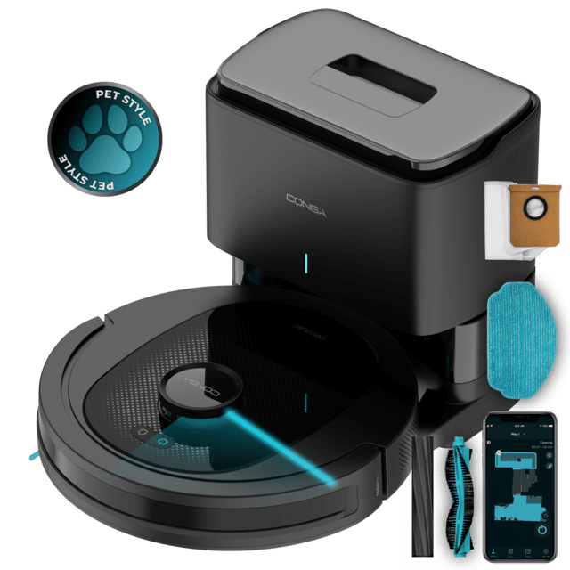 Cecotec Conga 8490 Ultimate Ultra Power Home Robot aspiradorcon tecnología de navegación láser. Base de autovaciado 2 5 L de capacidad. Limpieza 4 en 1: barre aspira friega y pasa la mopa. Potencia de succión de 7000 Pa. Has