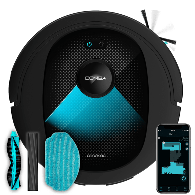 Cecotec Conga 8490 Ultimate Ultra Power Robot Aspirador Con Tecnología De Navegación Láser. Limpieza 4 En 1: Barre Aspira Friega Y Pasa La Mopa. Potencia De Succión De 7000 Pa. Hasta 170 Minutos De Autonomía. Incluye 2 Cepi
