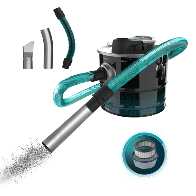 Cecotec Conga Ash 3000 Home Aspirador de cenizas y de pellets conga Ash 3000 Home con una capacidad de 15L y una potencia de 1000 W Aspirador de cenizas