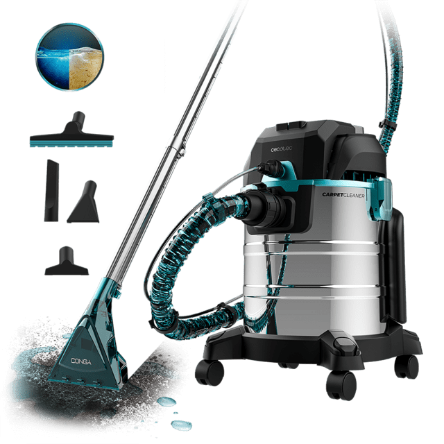 Cecotec Conga CarpetClean 20000 Pro Aspirador de tapicerías de gran tamaño que permite a su vez aspirar sólidos y líquidos con 1400 W de potencia y 22 kPa. Aspirador de sólidos líquidos tapicerías sofás y jardín.  