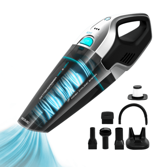 Cecotec Conga Immortal ExtremeSuction 11 1 V Hand. Aspirador de Mano que aspira sólidos y liquidos Ligero y sin Bolsas Tiempo de autonomía 20 Minutos 11 1 V Tecnología ciclónica Aspirador de mano potente