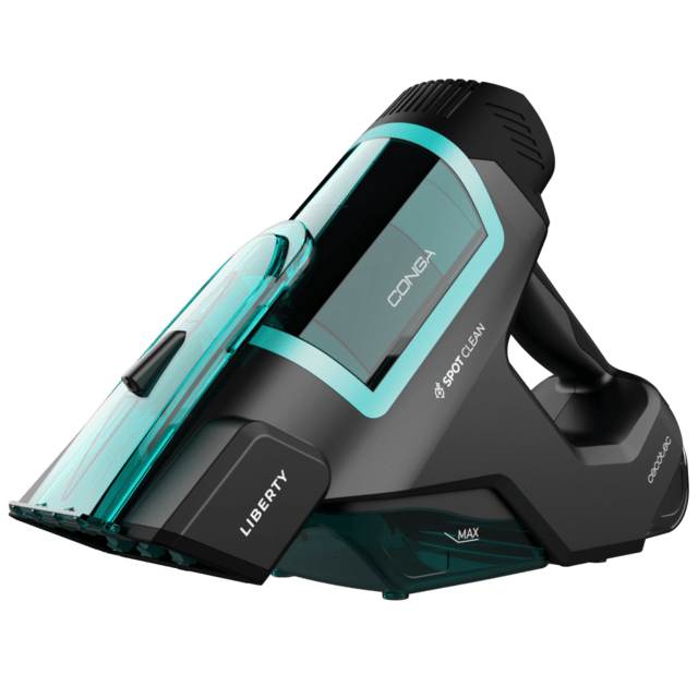 Cecotec Conga MotorHand Carpet&Spot Clean 2500 Aspirador de tapicerías de mano con depósito de agua limpia y agua sucia por separado cepillo de cerdas motorizado para desincrustar la suciedad y 25 minutos de autonomía. Aspira