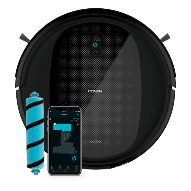 Cecotec Conga Perfect&Clean Connected Titanium. Robot Aspirador y Friegasuelos con Tecnología Gyro 2100 Pa Autonomía 160 min 3 Niveles Potencia y Fregado Cepillo Jalisco 10 Modos y APP Robot aspirador